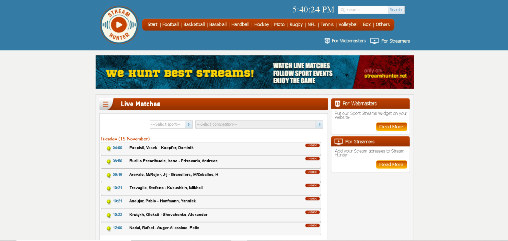 Sito web di StreamHunter