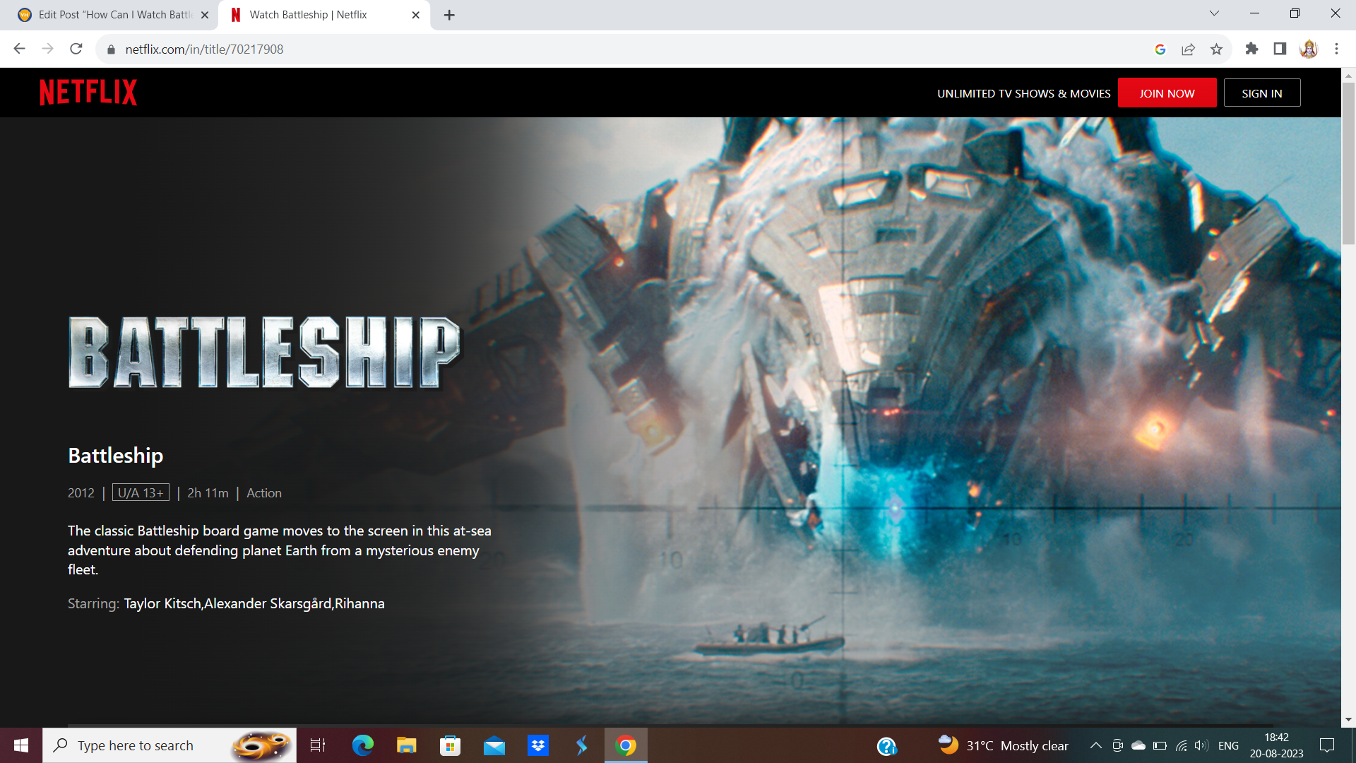Watch Battleship on Netflix