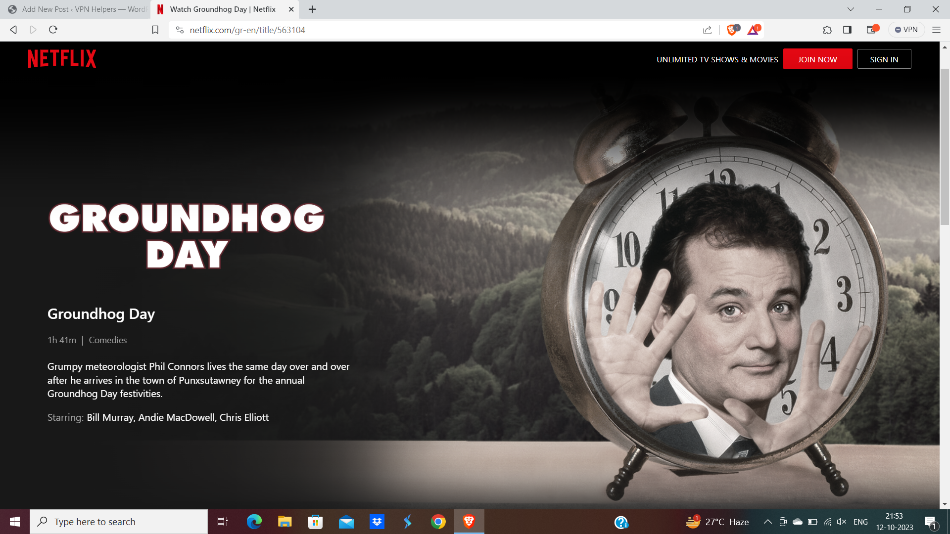 Watch Groundhog Day on Netflix